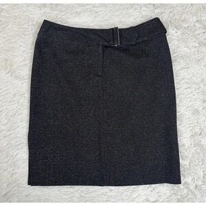 Express Womens Chevron Formal‎ Pencil Black Career Chic Silver Work Skirt Sz 3/4